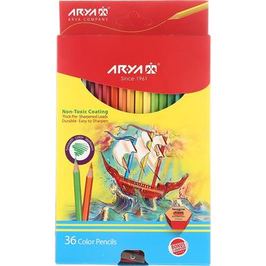 مداد رنگی 36 رنگ آریا جعبه مقوایی به همراه تراش product image