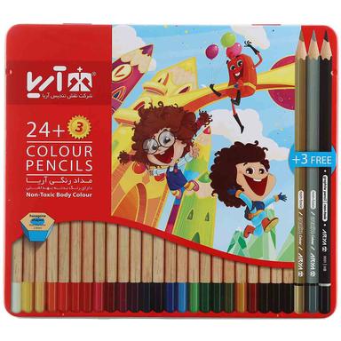 مداد رنگی 3+24 رنگ آریا جعبه فلزی product image